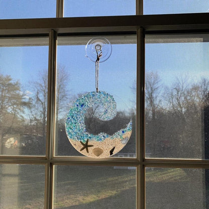 Coastal Wave Glass Hanging Ornament