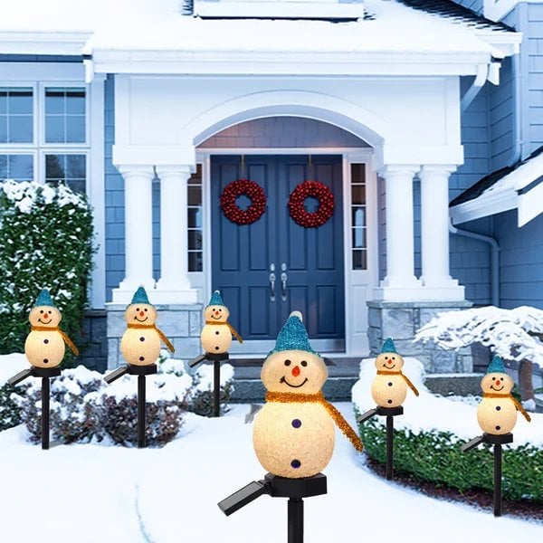 Solar Powered Outdoor Snowman Lamp