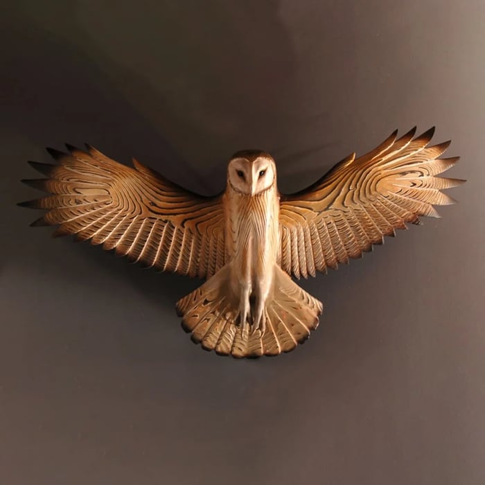 Rustic Wooden Owl Wall Art Decor - Befez