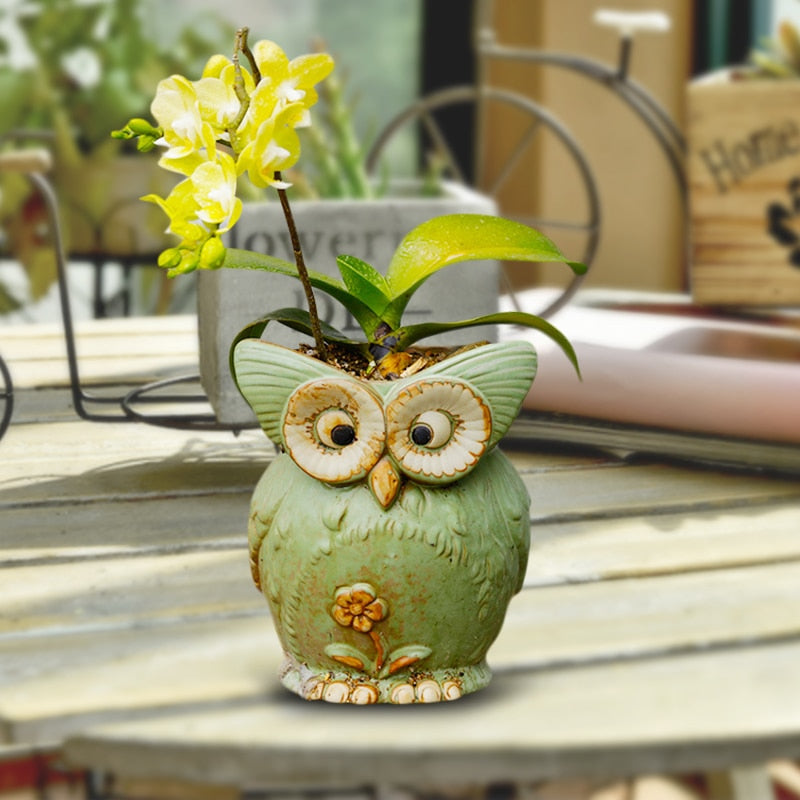 Cute Ceramic Owl Planter Pot