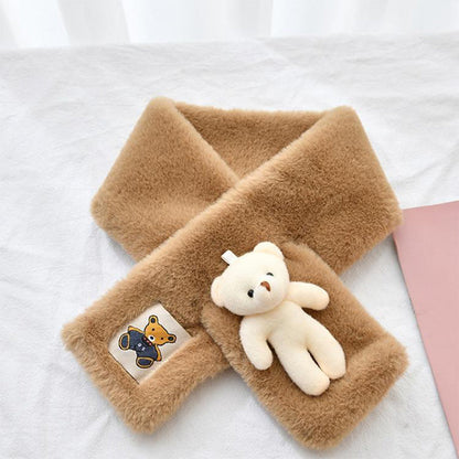 Soft Teddy Bear Fleece Scarf for Kids and Adults