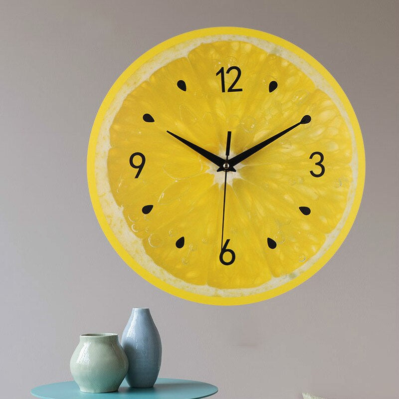 Bright Yellow Citrus Kitchen Wall Clock