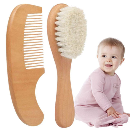 Gentle Baby Hair Brush Set with Wood Comb - Befez