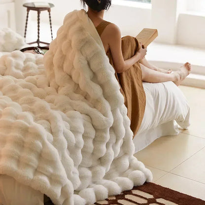 Soft Plush Wearable Blanket with Faux Fur
