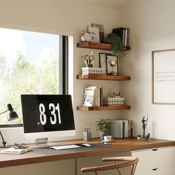 Rustic Wooden Floating Wall Shelves