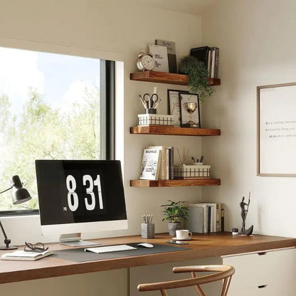 Rustic Wooden Floating Wall Shelves