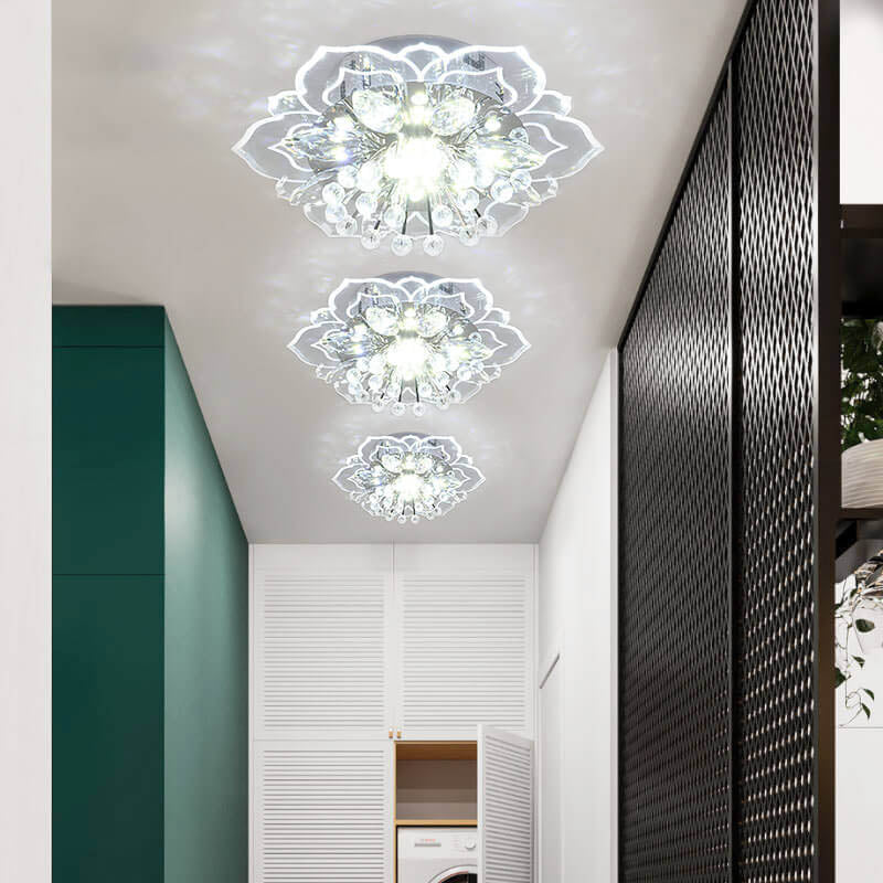 Stylish Floral LED Ceiling Lamp | Color Changing Crystal Light