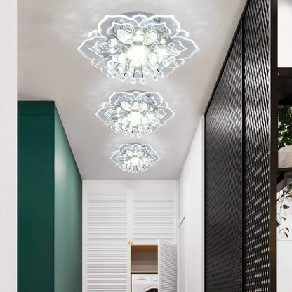 Stylish Floral LED Ceiling Lamp | Color Changing Crystal Light