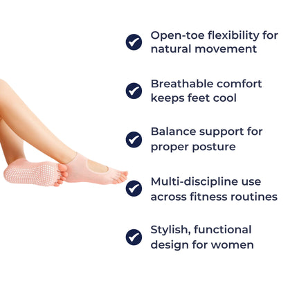 Women's Non Slip Yoga Socks - Breathable Grip Sole