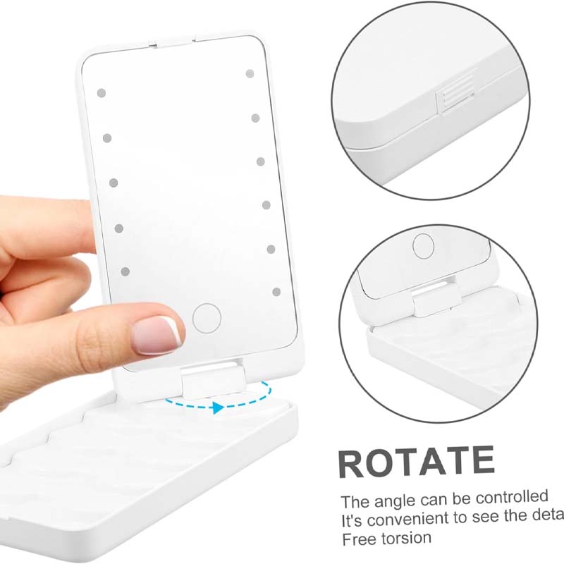 Portable Makeup Brush Kit with LED Mirror