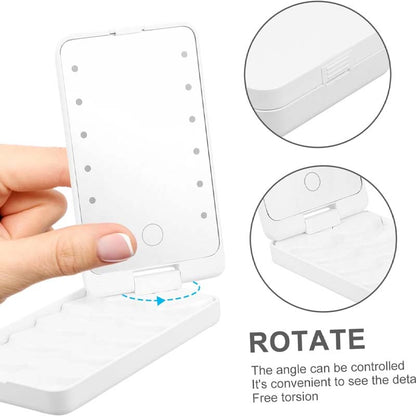 Portable Makeup Brush Kit with LED Mirror