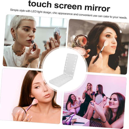 Portable Makeup Brush Kit with LED Mirror