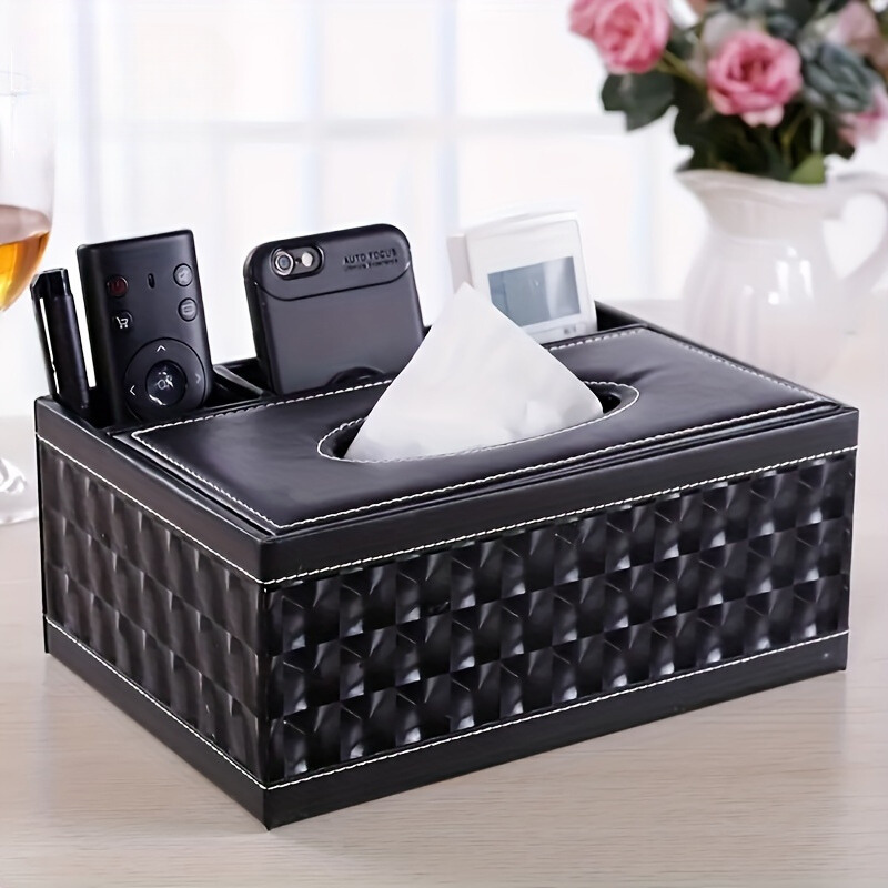 Stylish Faux Leather Storage Box with 4 Compartments