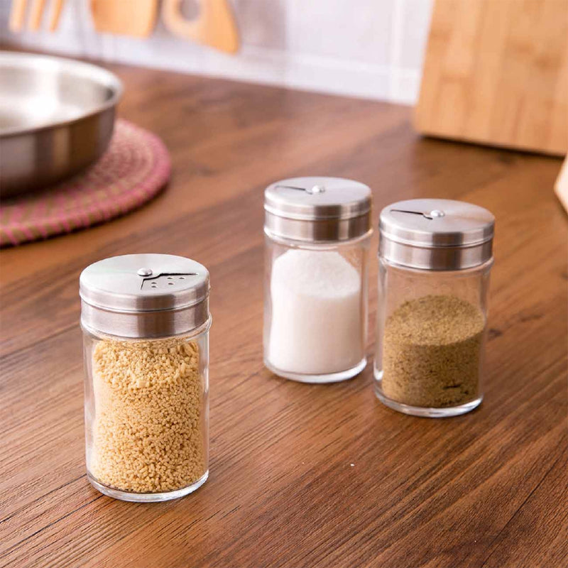 Clear Glass Spice Container Set