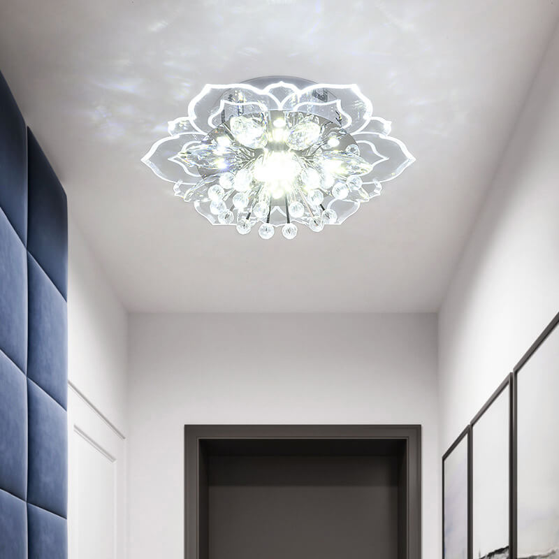 Stylish Floral LED Ceiling Lamp | Color Changing Crystal Light