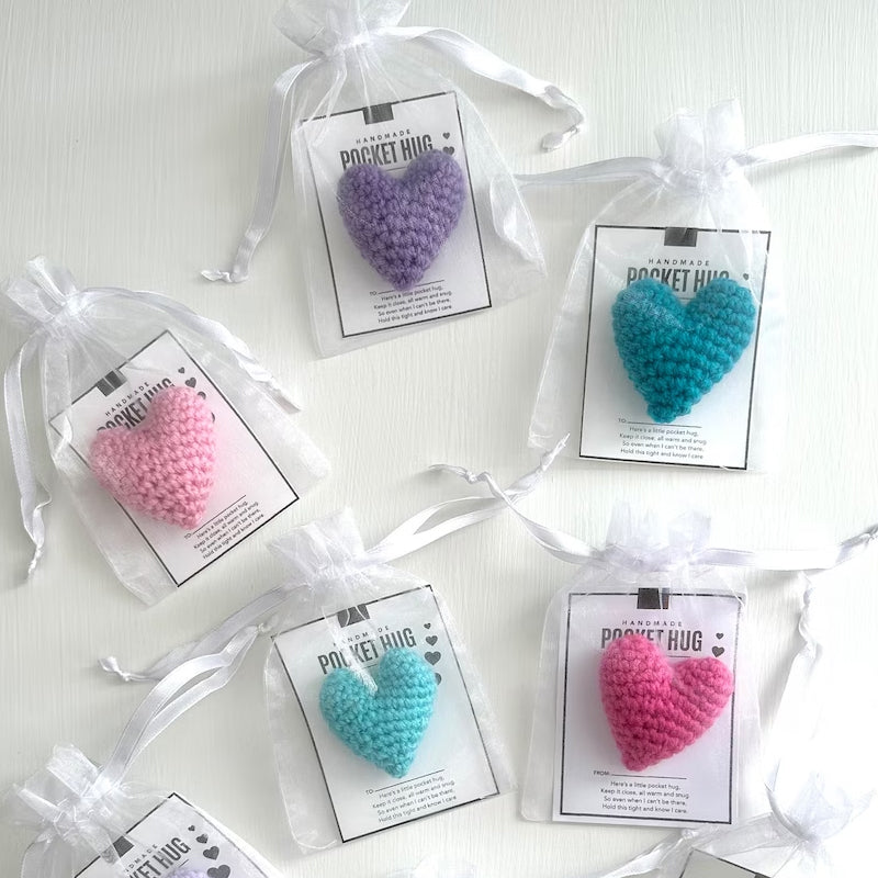 Cute Handmade Crochet Heart Pocket Token - Befez