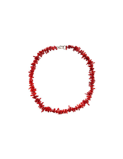 Bright Red Coral Pendant Necklace