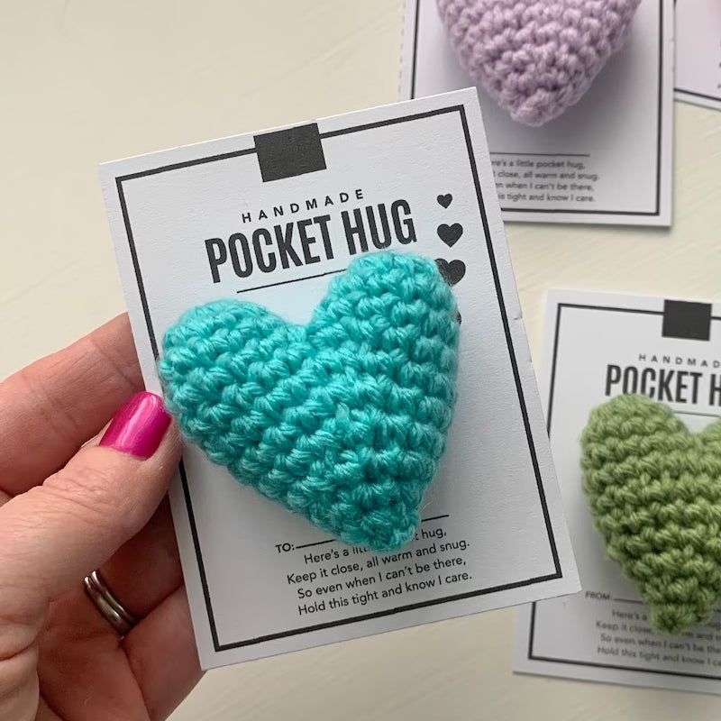 Cute Handmade Crochet Heart Pocket Token