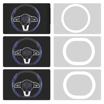Premium Leather Steering Wheel Cover with Carbon Design