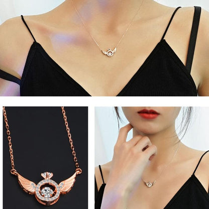 Sparkly Wing Crystal Pendant Necklace
