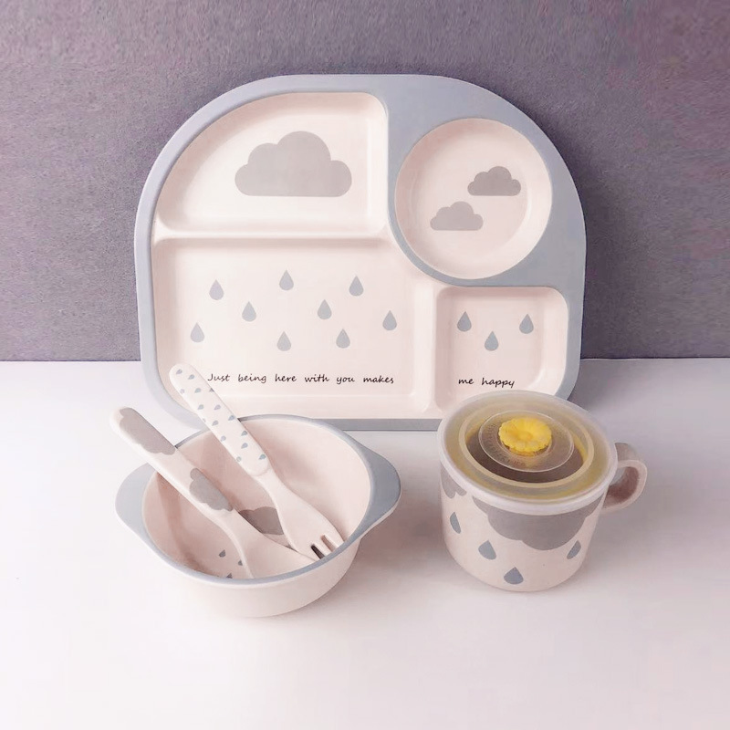 Cute Cloud Baby Dinner Set - Plate, Bowl & Utensils