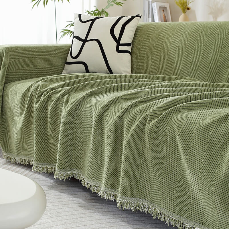 Soft Chenille Throw Blanket with Tassels