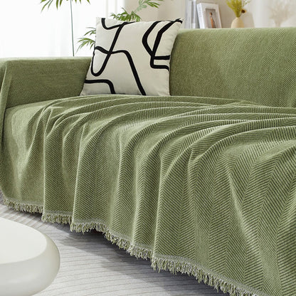 Soft Chenille Throw Blanket with Tassels