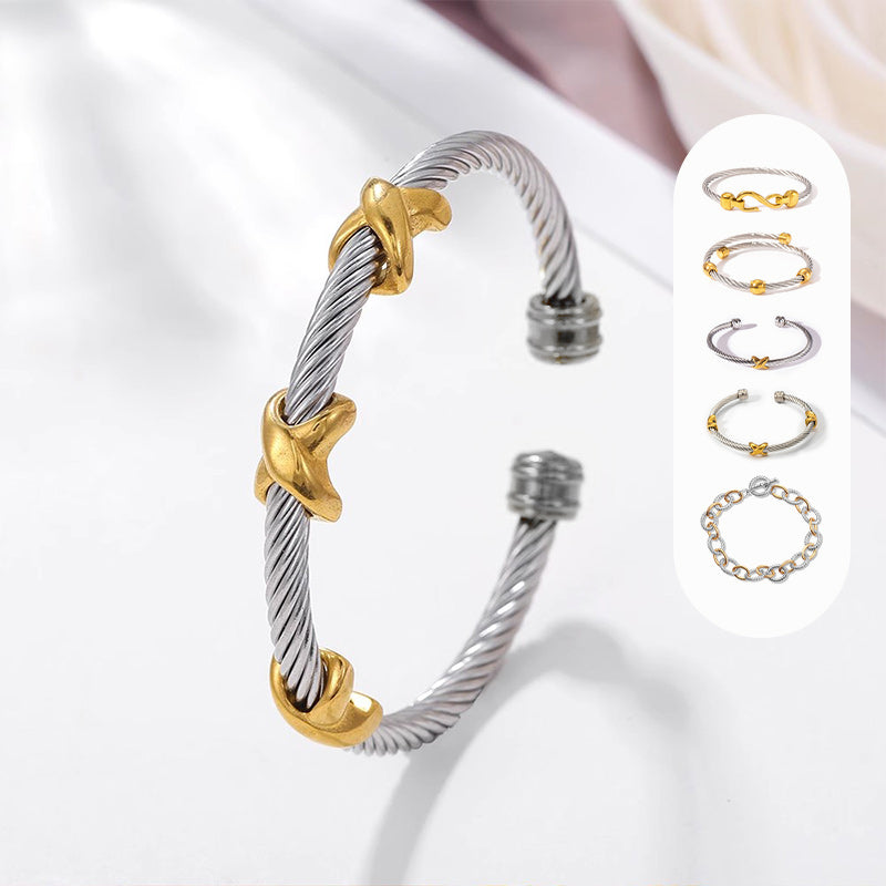 Simple Double Twist Bangle Bracelet