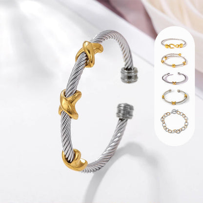 Simple Double Twist Bangle Bracelet