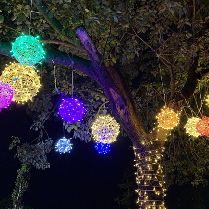 Colorful Outdoor Solar Hanging Globe Lantern Light