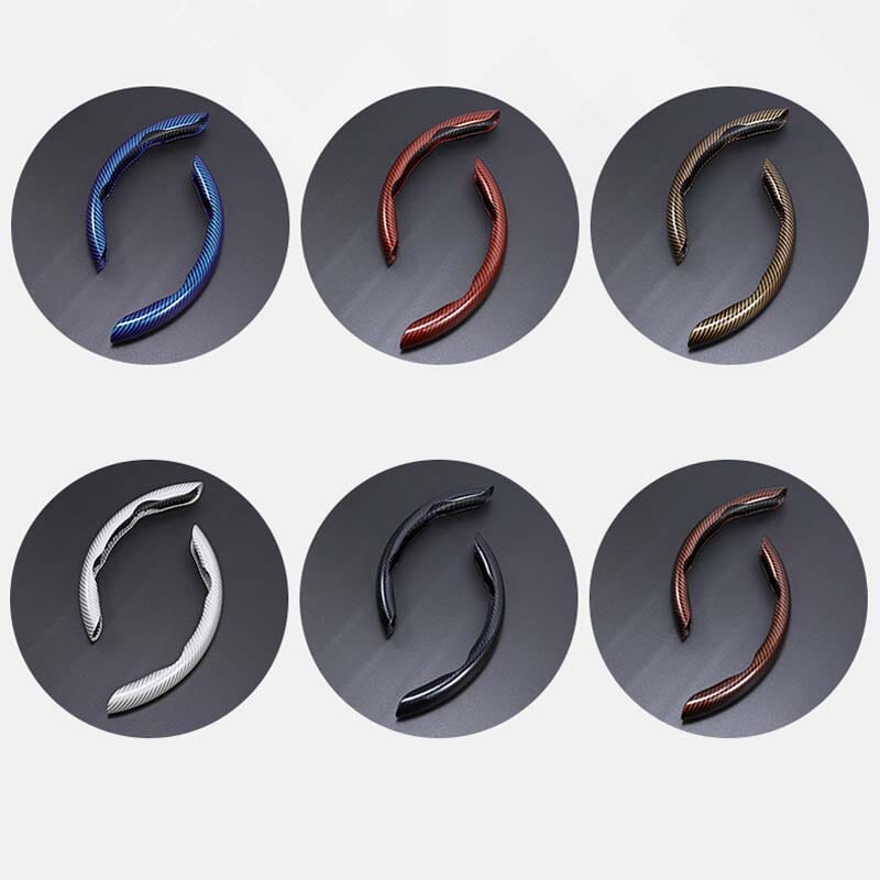 Premium Leather Steering Wheel Cover with Carbon Design