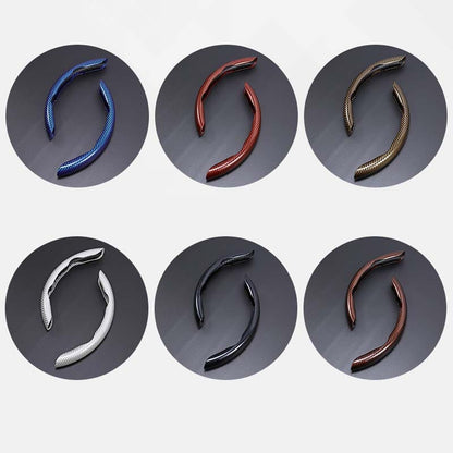 Premium Leather Steering Wheel Cover with Carbon Design