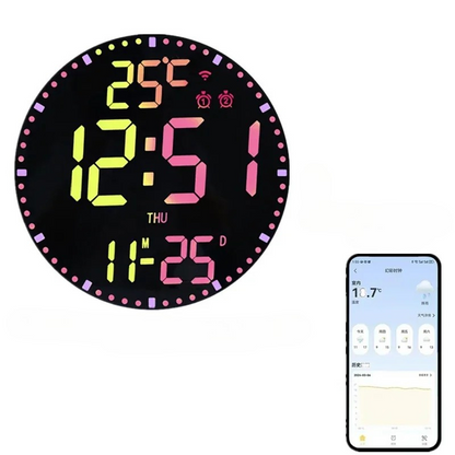 Digital LED Wall Clock with Calendar and WiFi - Befez