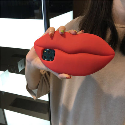 Bold Red Lip Print Silicone iPhone Case