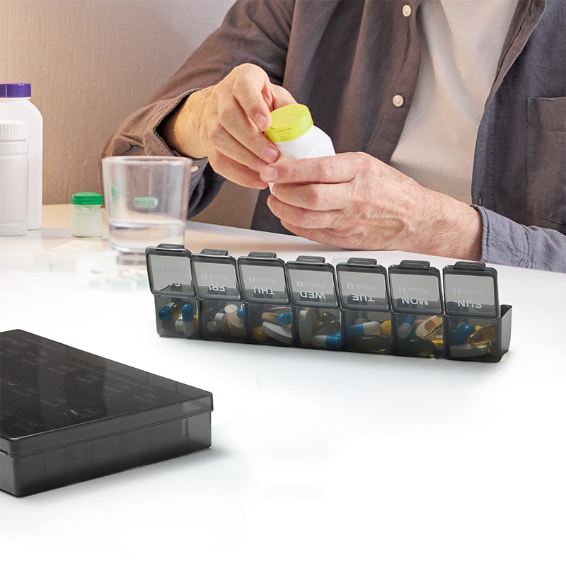 Daily Pill Box with 28 Storage Compartments