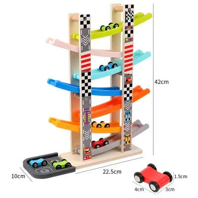 Classic Wood Car Racing Track for Kids