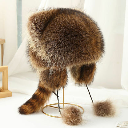Adorable Fake Fur Raccoon Tail Family Hat - Befez