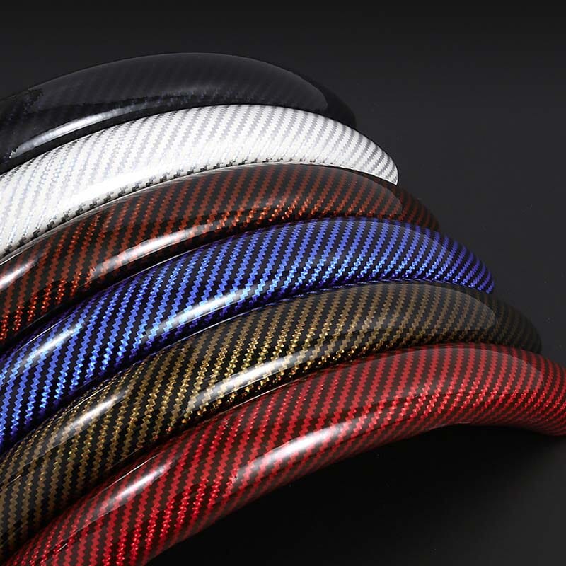 Premium Leather Steering Wheel Cover with Carbon Design