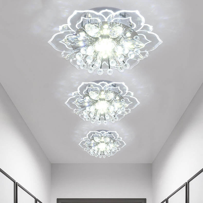 Stylish Floral LED Ceiling Lamp | Color Changing Crystal Light