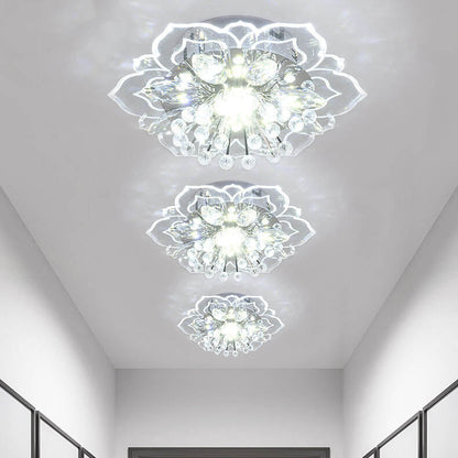 Stylish Floral LED Ceiling Lamp | Color Changing Crystal Light