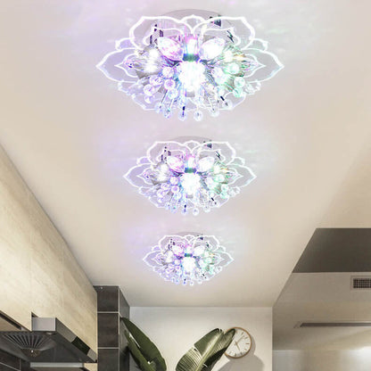 Stylish Floral LED Ceiling Lamp | Color Changing Crystal Light