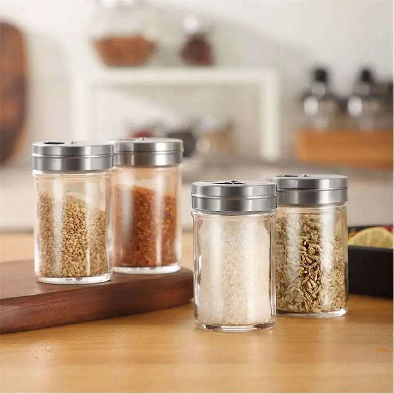 Clear Glass Spice Container Set