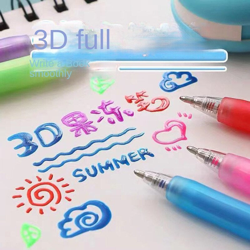 Vibrant 3D Gel Pens Set of 12 Bright Colors