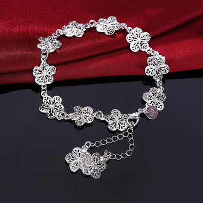 Delicate Sterling Silver Chain Bracelet with Fancy Details - Befez
