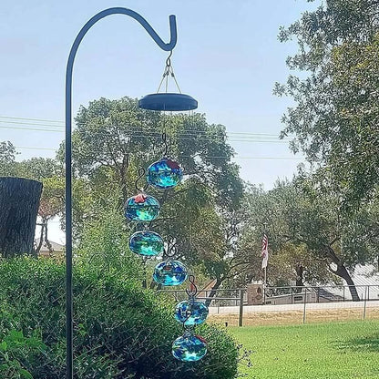 Colorful Glass Hummingbird Feeder with Wind Chime