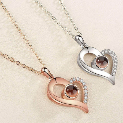 Romantic Heart Necklace with 100 Languages of Love