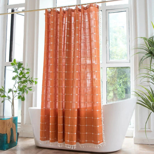 Soft Cotton Shower Curtain with Fringe Waterproof Bathroom Decor - Befez