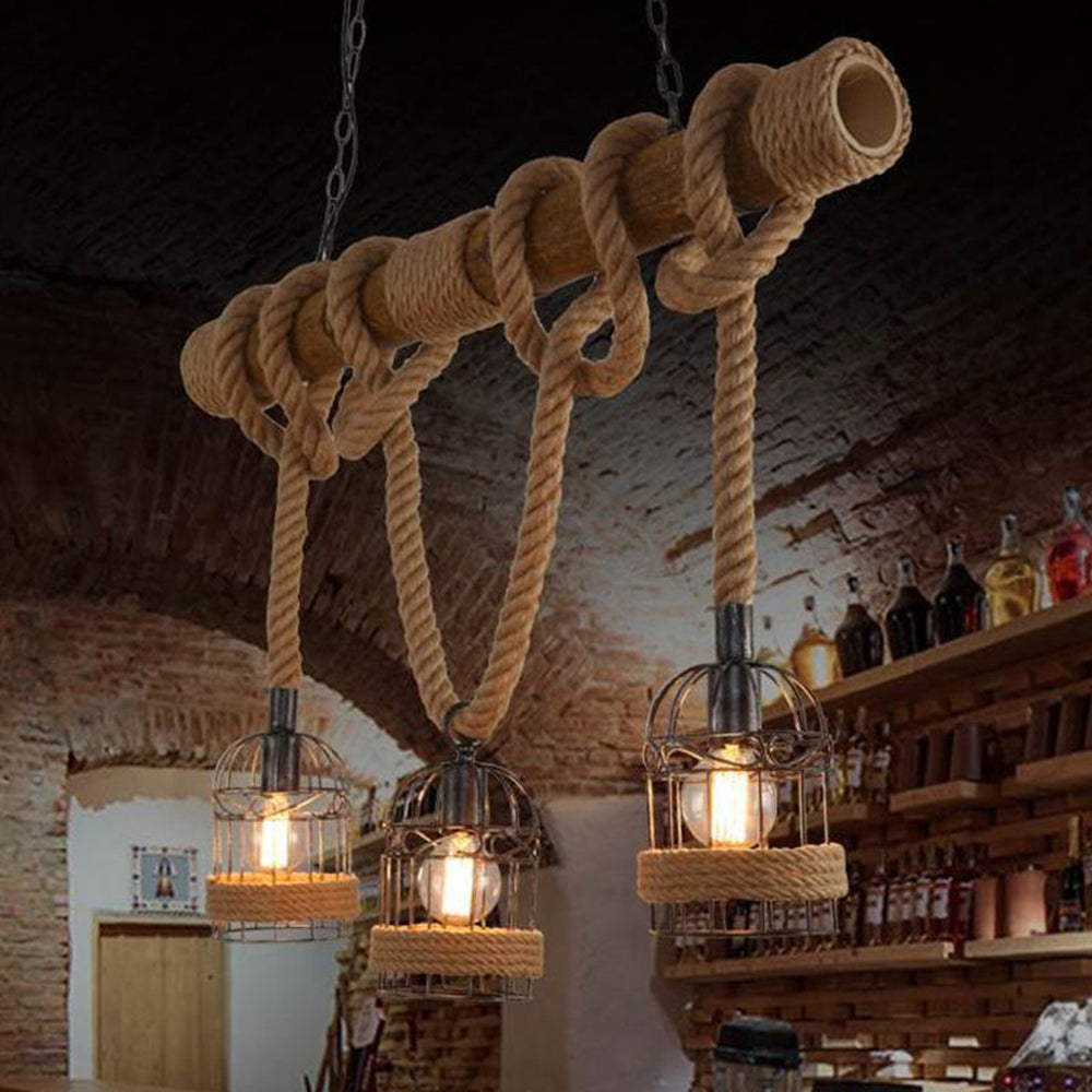 Vintage Industrial Wooden Pendant Light