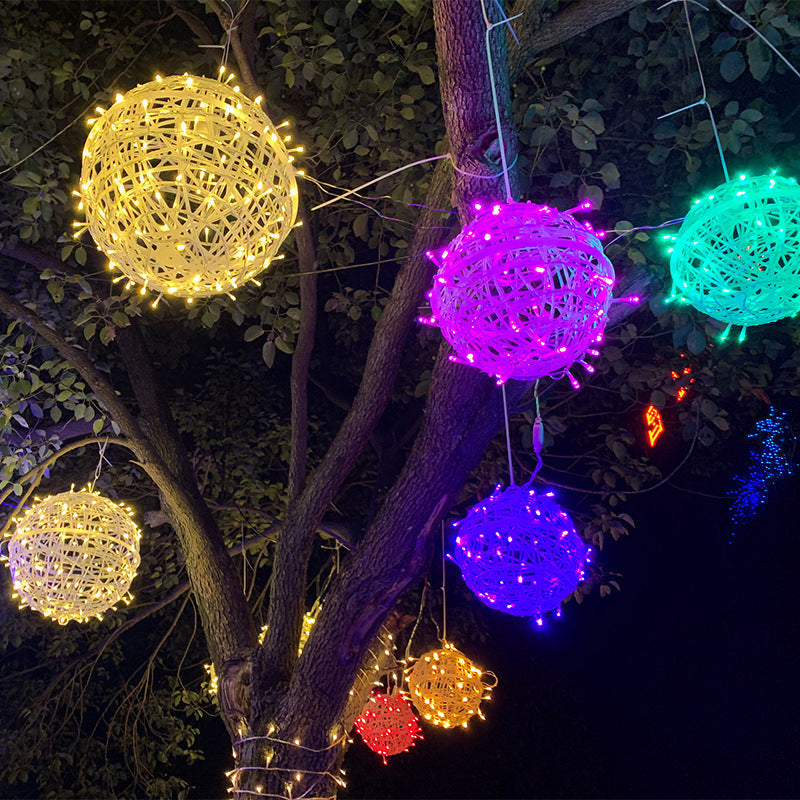 Colorful Outdoor Solar Hanging Globe Lantern Light