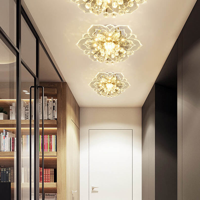 Stylish Floral LED Ceiling Lamp | Color Changing Crystal Light